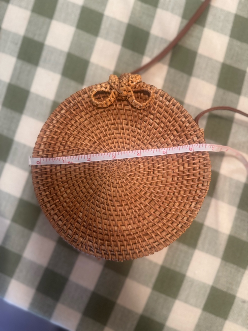 Bali Round Woven Rattan Crossbody Bag - Tan - Picture 4 of 6